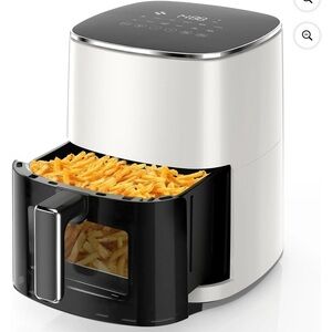 White and Black Air Fryer with Digital Display